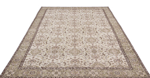 Atina Beige Vintage Wool Handmade Area Rug 6'6" x 10'0"