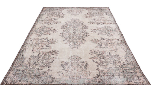 Atina Beige Vintage Wool Handmade Area Rug 6'2" x 9'11"