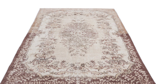 Atina Beige Vintage Wool Handmade Area Rug 5'9" x 10'0"