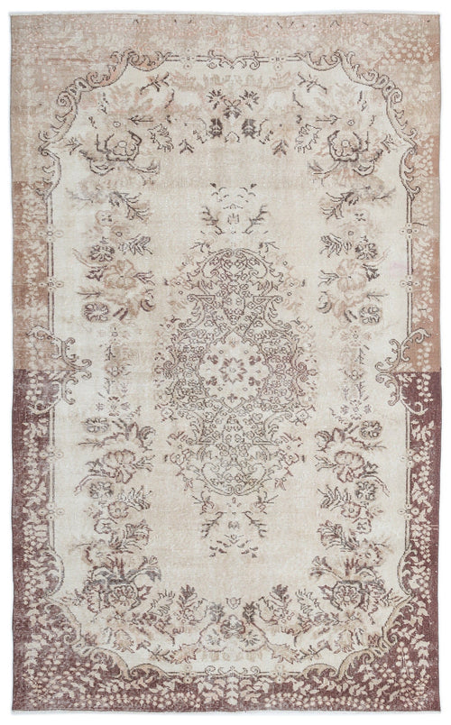 Atina Beige Vintage Wool Handmade Area Rug 5'9" x 10'0"