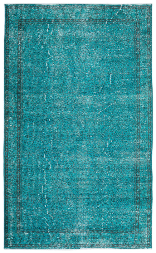 Atina Turquoise Vintage Wool Handmade Area Rug 6'6" x 10'10"