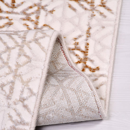 Geometric Area Rug – Machine Made Rug with 10 mm Pile Height, Cream Design