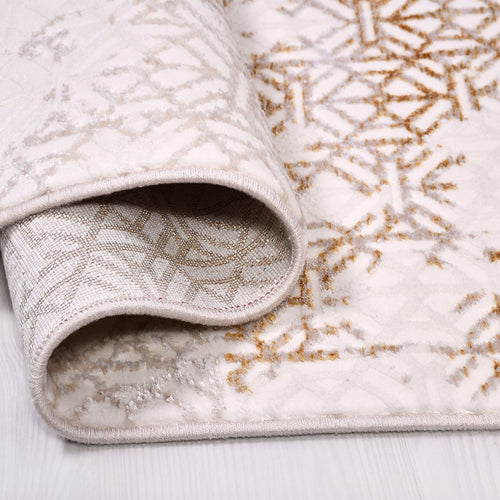 Geometric Area Rug – Machine Made Rug with 10 mm Pile Height, Cream Design