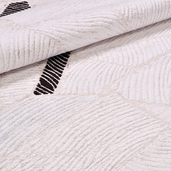 Cream Geometric Area Rug - Machine Made Rug with 10 mm Pile, Durable Acrylic Yarn