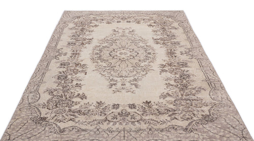 Atina Beige Vintage Wool Handmade Area Rug 5'8" x 8'10"