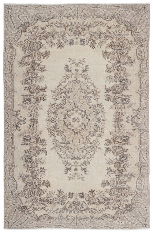 Atina Beige Vintage Wool Handmade Area Rug 5'8" x 8'10"