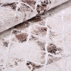 Cream Brown Area Rug - Geometric Machine Made Rug with 10mm Pile Height