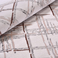 Cream Striped Area Rug - Machine Made Rug With 10 mm Pile, Acrylic Yarn Carpet