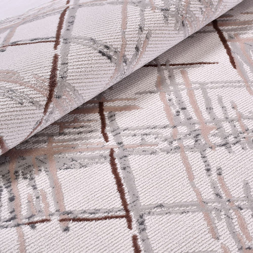 Cream Striped Area Rug - Machine Made Rug With 10 mm Pile, Acrylic Yarn Carpet