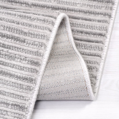 Grey Striped Area Rug – Machine Made Rug With 10 mm Pile Height, Acrylic Yarn