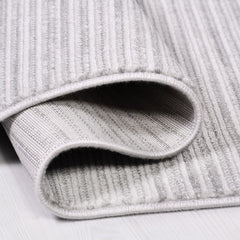 Grey Striped Area Rug – Machine Made Rug With 10 mm Pile Height, Acrylic Yarn