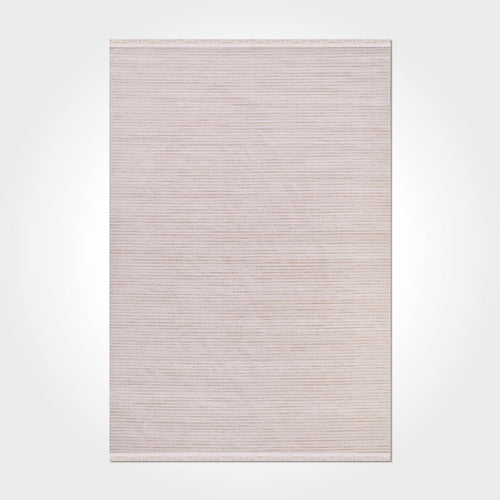 Cream Striped Area Rug – Machine Made Rug With 10 mm Pile, Washable Non Slip