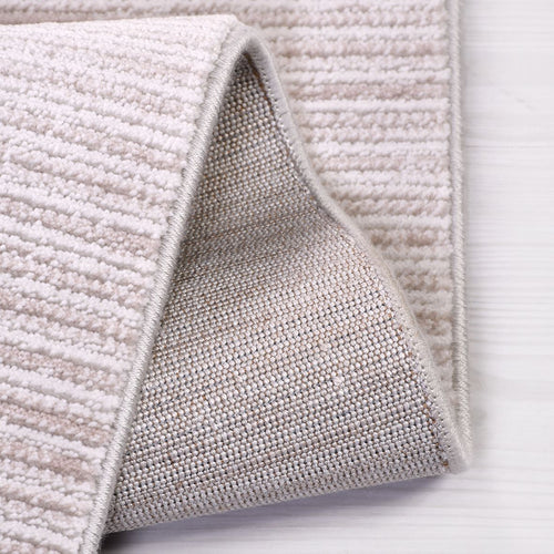 Cream Striped Area Rug – Machine Made Rug With 10 mm Pile, Washable Non Slip