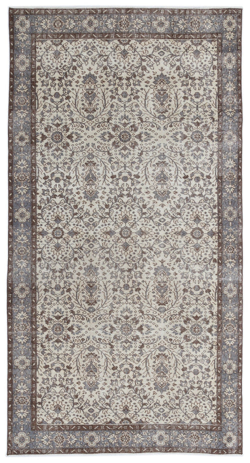 Atina Beige Vintage Wool Handmade Area Rug 5'1" x 9'5"