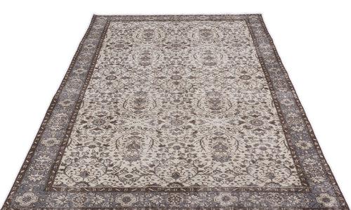 Atina Beige Vintage Wool Handmade Area Rug 5'1" x 9'5"