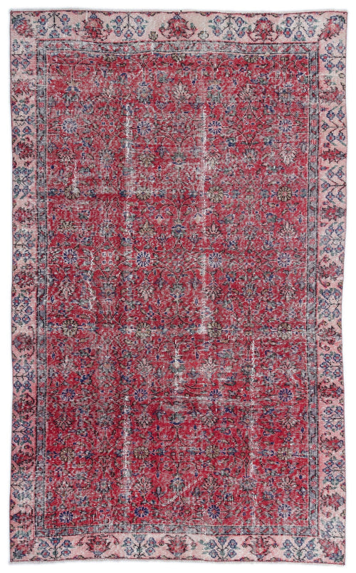 Atina Red Vintage Wool Handmade Area Rug 5'0" x 8'2"