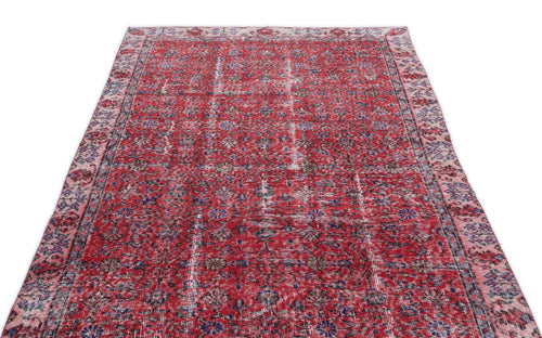 Atina Red Vintage Wool Handmade Area Rug 5'0" x 8'2"