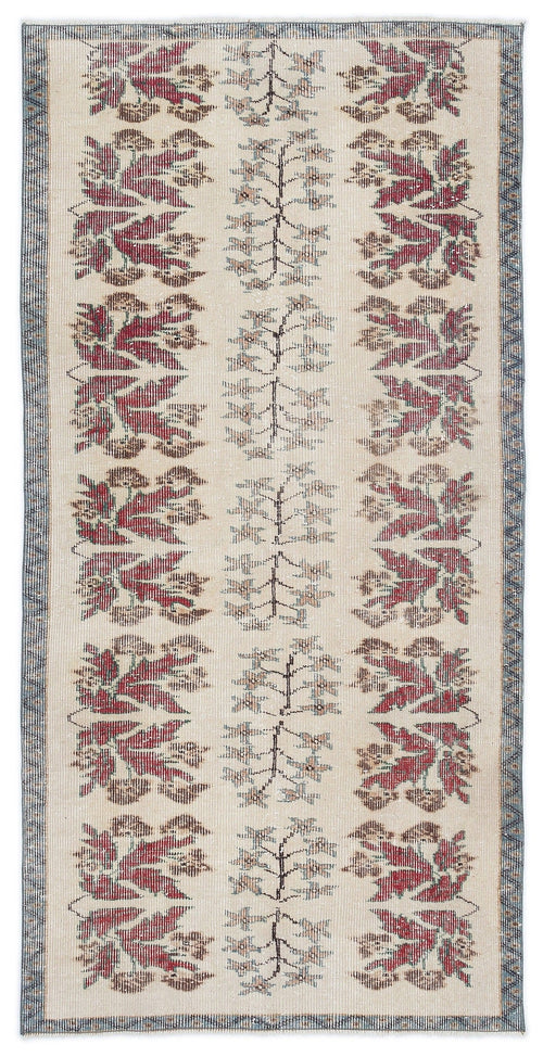 Atina Cream Vintage Wool Handmade Area Rug 3'4" x 6'8"