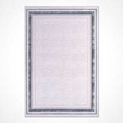 Grey Area Rug - Machine Made Rug With Frame Design, 8mm Pile Carpet