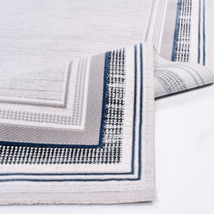 Grey Area Rug - Machine Made Rug With Frame Design, 8mm Pile Carpet