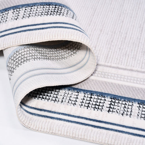 Grey Area Rug - Machine Made Rug With Frame Design, 8mm Pile Carpet