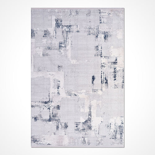 Modern Grey Area Rug - Machine Made Polyester Rug With Laser Cut Edges