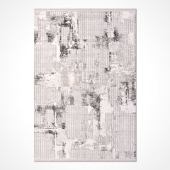 Modern Area Rug – Grey White Rug with Laser Cut Edges | 600K Stitch Density