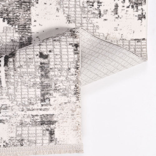 Modern Area Rug – Grey White Rug with Laser Cut Edges | 600K Stitch Density