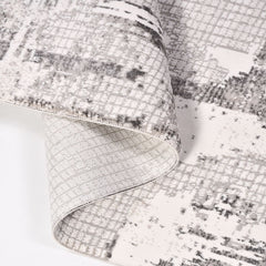 Modern Area Rug – Grey White Rug with Laser Cut Edges | 600K Stitch Density