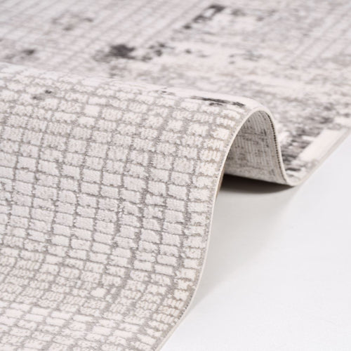 Modern Area Rug – Grey White Rug with Laser Cut Edges | 600K Stitch Density