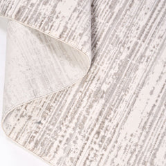 Grey Striped Area Rug - Machine Made Rug with 600K Stitch Density & Laser Cut Edges