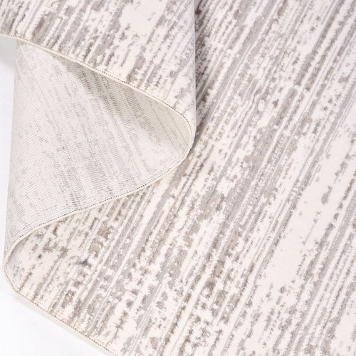 Grey Striped Area Rug - Machine Made Rug with 600K Stitch Density & Laser Cut Edges