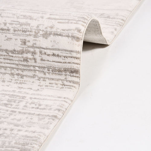 Grey Striped Area Rug - Machine Made Rug with 600K Stitch Density & Laser Cut Edges