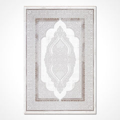 Classic Area Rug – Machine Made Grey & Beige Polyester Rug with Laser Cut Edge