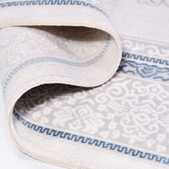 Classic Area Rug – Machine Made Grey Blue Rug with Laser Cut Edge