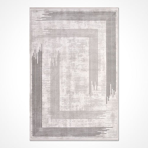 Danielle Grey Striped Machine Made Area Rug