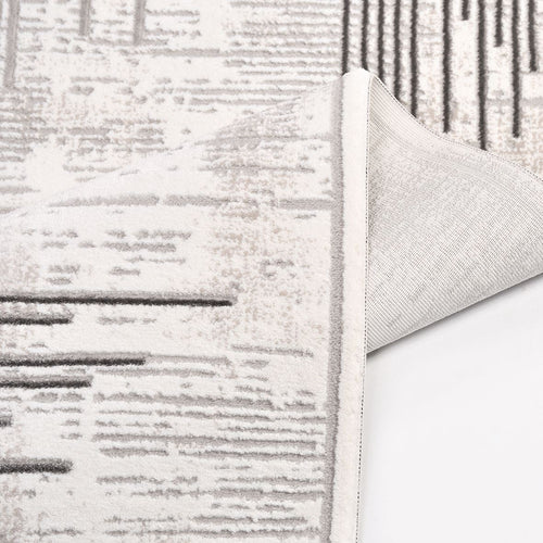 Danielle Grey Striped Machine Made Area Rug