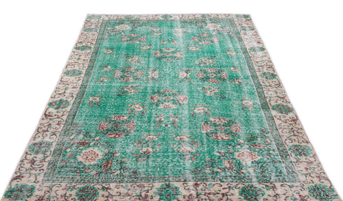 Atina Green Vintage Wool Handmade Area Rug 5'3" x 9'4"