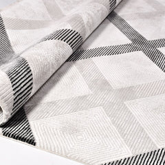 Geometric Area Rug - Machine Made Rug with 8mm Pile & Laser Cut Edges