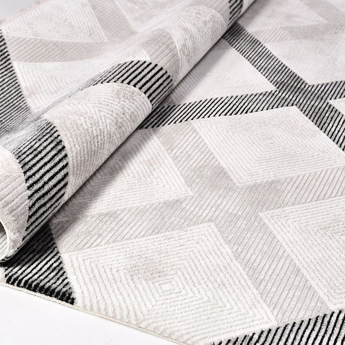 Geometric Area Rug - Machine Made Rug with 8mm Pile & Laser Cut Edges