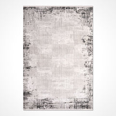 Grey Striped Area Rug - Machine Made Rug with 8mm Pile Height & Laser Cut Edges