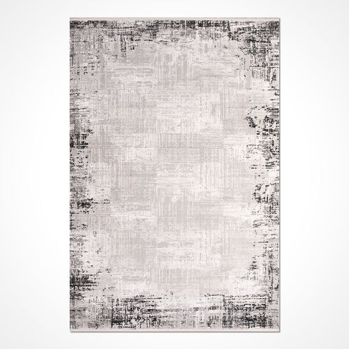 Grey Striped Area Rug - Machine Made Rug with 8mm Pile Height & Laser Cut Edges