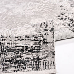 Grey Striped Area Rug - Machine Made Rug with 8mm Pile Height & Laser Cut Edges