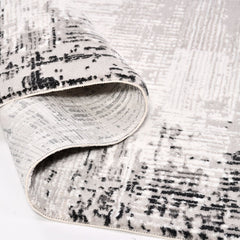 Grey Striped Area Rug - Machine Made Rug with 8mm Pile Height & Laser Cut Edges