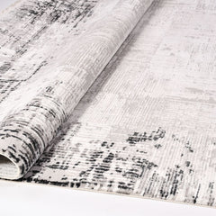 Grey Striped Area Rug - Machine Made Rug with 8mm Pile Height & Laser Cut Edges