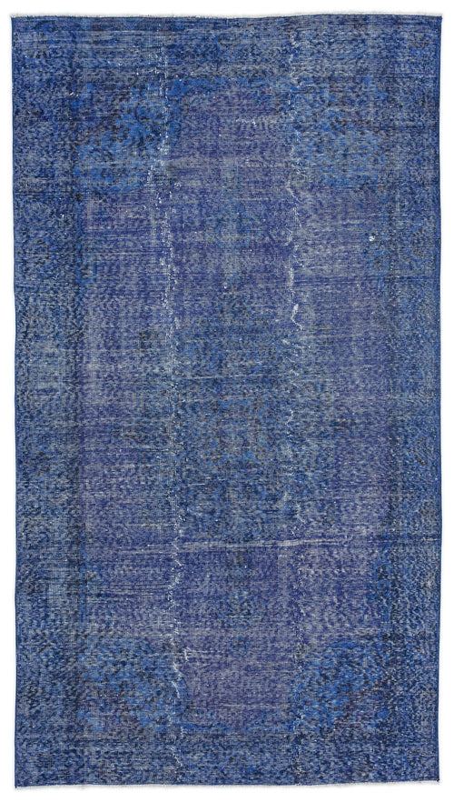 Atina Blue Vintage Wool Handmade Area Rug 4'7" x 8'3"