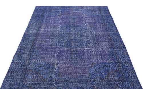 Atina Blue Vintage Wool Handmade Area Rug 4'7" x 8'3"
