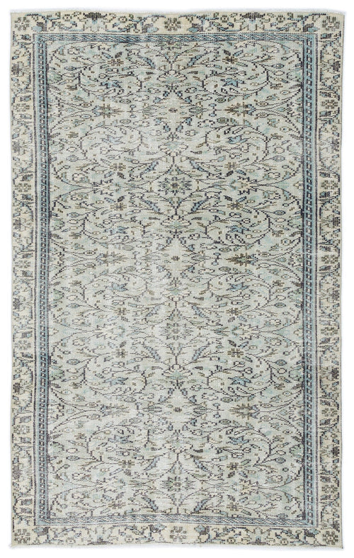 Atina Beige Vintage Wool Handmade Area Rug 4'9" x 7'8"