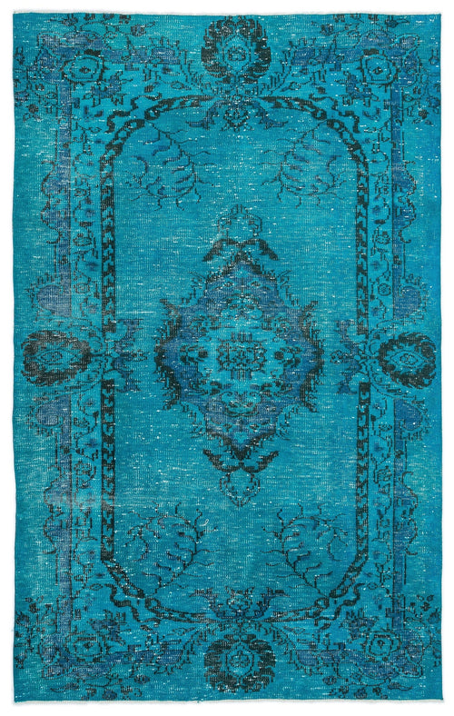Atina Turquoise Vintage Wool Handmade Area Rug 5'1" x 8'11"