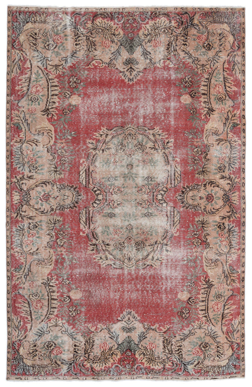 Atina Red Vintage Wool Handmade Area Rug 6'1" x 9'6"